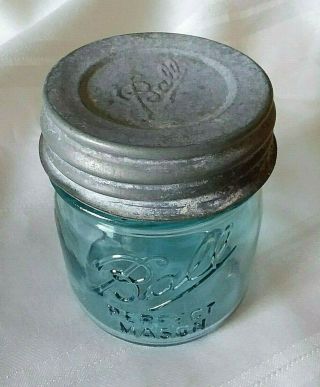 Ball Half (1/2) Pint Blue Mason Jar - Collector 