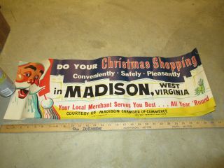 Christmas Santa Claus Store Display Sign Poster 1960s Madison West Virginia (1)