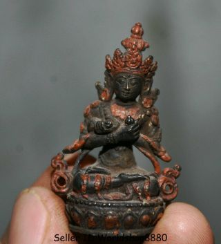 2 " Old Tibet Buddhism Bronze Painting Vajrasattra Vajrasattra Buddha Bell Statue