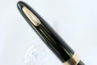 Restored Sheaffer Green Striated Tuckaway Fountain Pen 14k 33 Nib W Pencil 3