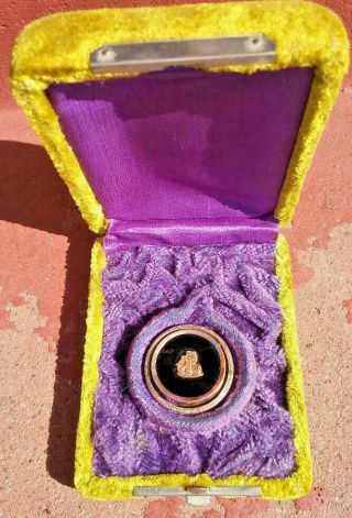 Victorian Faith Hope Charity Swivel Gold Locket Pin