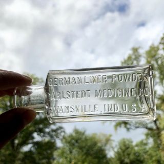 Blown Medicine Bottle German Liver Powder Carlstedt Medicine Co Evansville In