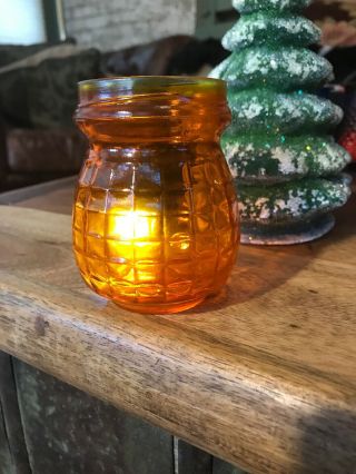 Antique Victorian Squarequilted Glass Christmas Fairy Light Lamp Orange