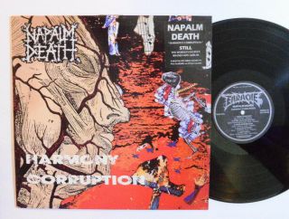Death Metal Lp - Napalm Death - Harmony Corruption 1990 Earache Uk W/ Insert