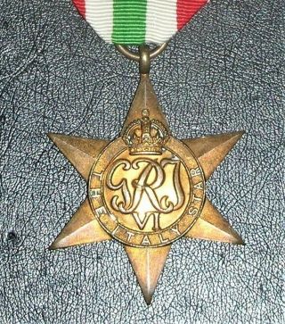 And Authentic Ww2 Uk The Italy Star Medal With Ribbon.