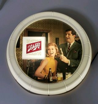 Vintage Schlitz Beer Lighted Sign With On Off Switch