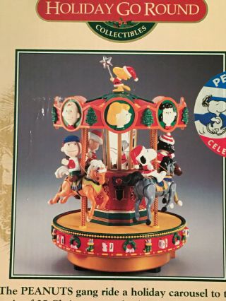 Mr Christmas Peanuts Gang Holiday Go Round Musical Carousel With Linus