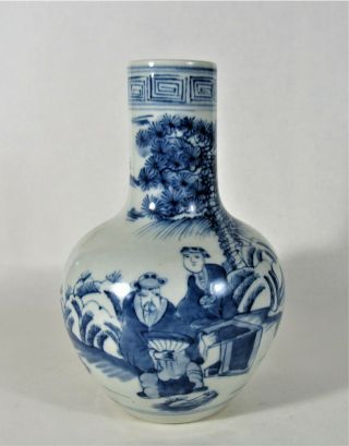 Old Chinese Blue And White Bottle Vase