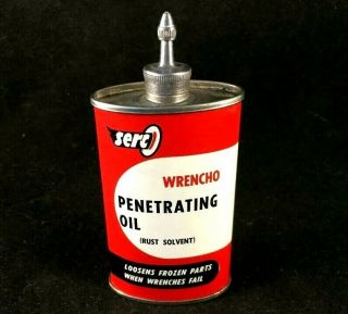 Serco Wrencho Penetrating Oil Lead Top Handy Oiler Full Uncut Advertising Can