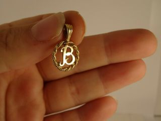 Small 9ct Gold Letter B Initial Pendant Charm Hm 2cm 57c