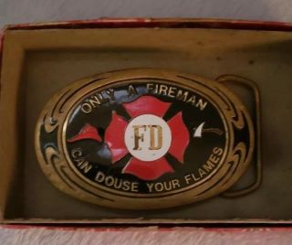 Vintage Fireman Solid Brass Belt Buckle