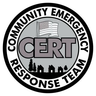 Cert Community Emergency Response Team 12 " Round Black - White Reflective Decal