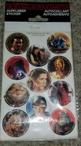Star Wars Vintage German Sticker Sheet Return Jedi