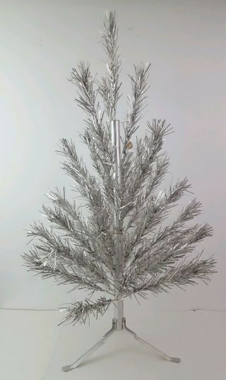 Vintage 4 Ft.  40 Branch Stainless Aluminum Christmas Tree Complete