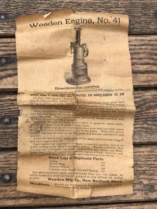 Vintage Weeden No.  41 Vertical Steam Engine w/ Whistle Includes Directions 2