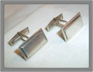 Poul Petersen 1950s - Sterling - Mid Century Stepped Border Motif Cuff Links Nr