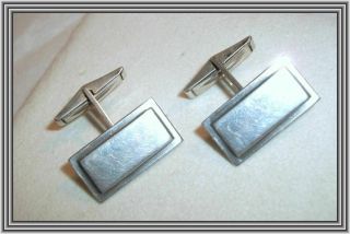 POUL PETERSEN 1950s - Sterling - MID CENTURY STEPPED BORDER MOTIF CUFF LINKS NR 3
