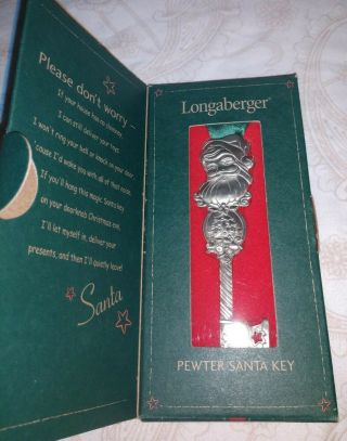 Longaberger Pewter Santa Key Ornament 2001