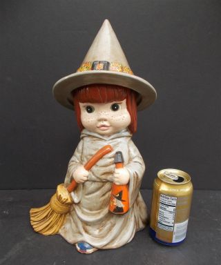 Halloween Decor Centerpiece Vintage Girl Witch 16.  5 " Tall Handpainted Ceramic