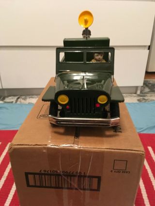Vintage Tinplate Battery Operated Military Radar Jeep