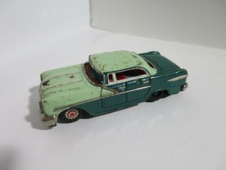 Vintage Tin Litho 1956 Pontiac Starchief Sedan,  Green,  Friction,  Made In Japan