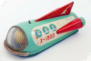 Masudaya Horikawa Nomura Atomic Rocket X - 1800 Ufo Tin Japan Vintage Space Toy
