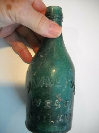 M.  Walton West Phila Green Iron Pontiled Porter Ale Bottle Soda