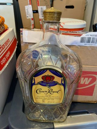 Giant Crown Royal 3 L Liter Bottle Empty Big 12 Inches Tall Great Shape
