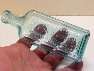 Small Antique Aqua Dr.  Kilmers Swamp Root Kidney Cure Sample Bottle,  London.