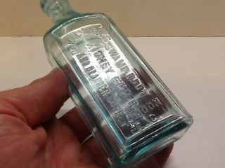 Small Antique Aqua Dr.  Kilmers Swamp Root Kidney Cure Sample Bottle,  London. 3