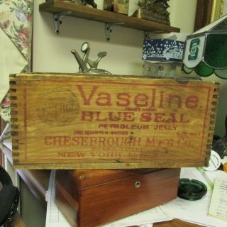 York Chesebrough Mfg.  Co.  Vaseline Blue Seal Petroleum Jelly Dovetailed Box