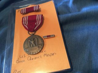 Us Army Good Conduct Medal 1941 Series With Ribbon And Pin