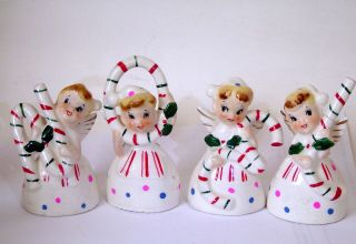 Hard To Find Vintage Christmas Angel Noel Bells Set Of 4 Wales Japan