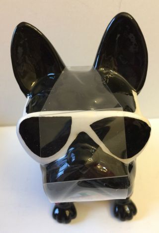 French Bulldog Cookie Jar Black White Ceramic w Truly Gifted Shortbread Fingers 2