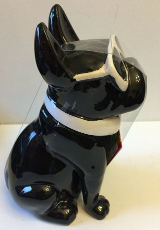 French Bulldog Cookie Jar Black White Ceramic w Truly Gifted Shortbread Fingers 3