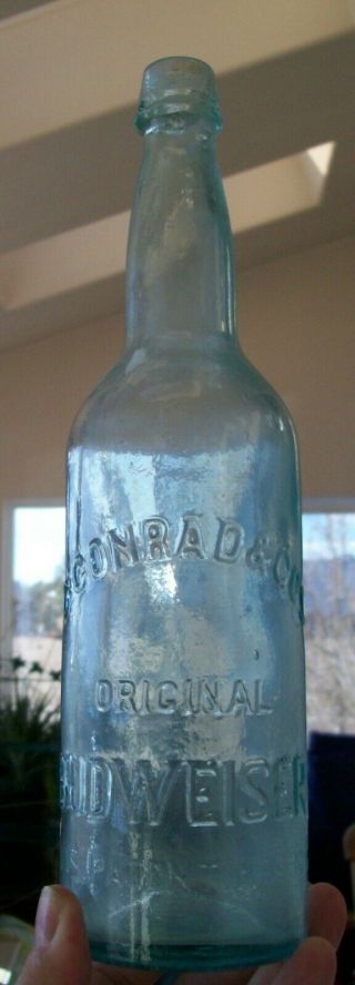 Vtg C.  Conrad & Co.  U.  S.  Patent No.  6376 Budweiser Glass Beer Bottle