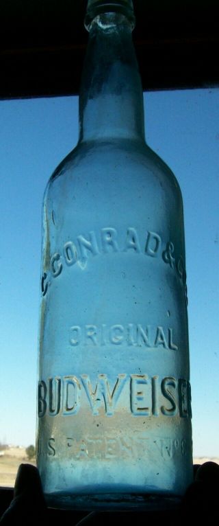 VTG C.  CONRAD & CO.  U.  S.  PATENT NO.  6376 BUDWEISER GLASS BEER BOTTLE 2