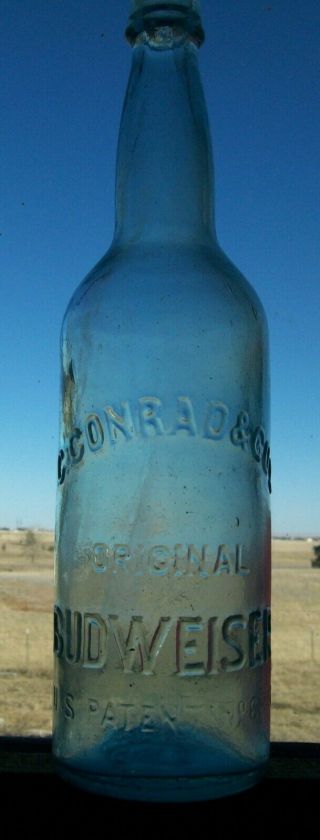 VTG C.  CONRAD & CO.  U.  S.  PATENT NO.  6376 BUDWEISER GLASS BEER BOTTLE 3