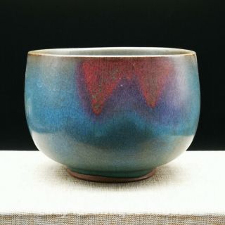 4.  7 " Chinese Ceramics Jun Kiln Jun Porcelain Blue - Red Glaze Incense Burner Censer