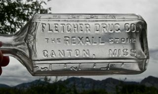 1890s Canton Mississippi Ms (madison Co) " Fletcher Drug Co Rexall Store " Bottle
