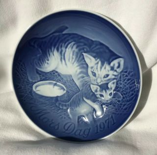 Bing And Grondahl B&g Mothers Day (mors Dag) 6 Inch Plate 1971 Cat And Kitten