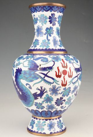 Antique Chinese Cloisonne Enamel Vase Large Handmade Home Decor Old