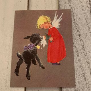 Vintage Greeting Card Christmas Brownie Angel Black Sheep