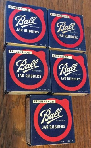 5 Boxes Vintage Ball Regular Jar Rubber Seals Old Stock Total 60