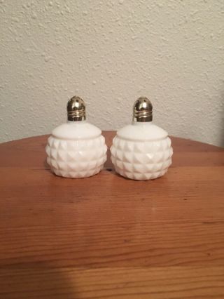 Vintage White Milk Glass Salt And Pepper Shakers Made In Japan