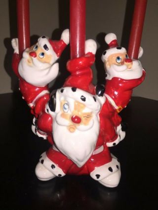 Vintage Psycho Ceramics KREISS Santas Candle Holder Christmas 1950s Santa Claus 2