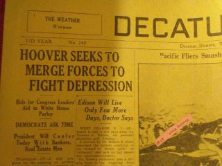 Al Capone/ Hoover /Edison/Berlin/Earnshaw.  100 news paper Oct 7 1931 2