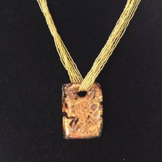 Venetiaurum Murano Art Glass Pendant Gold Foil 10 Strand Bead Necklace Signed