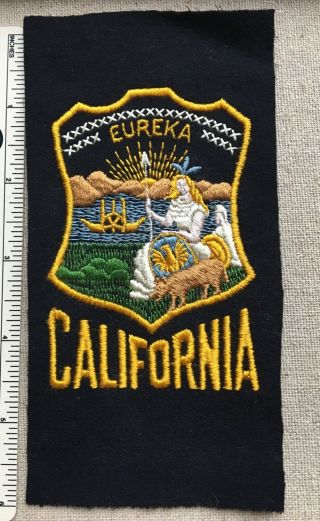 Vintage 1950s Eureka California Embroidered Felt Badge Patch Uniform Jacket Ca