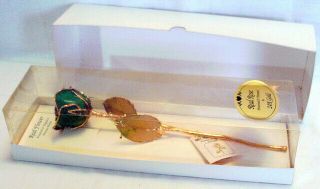 Vintage Real Rose Preserved & Trimmed In 24k Gold Dipped In Precious Metals